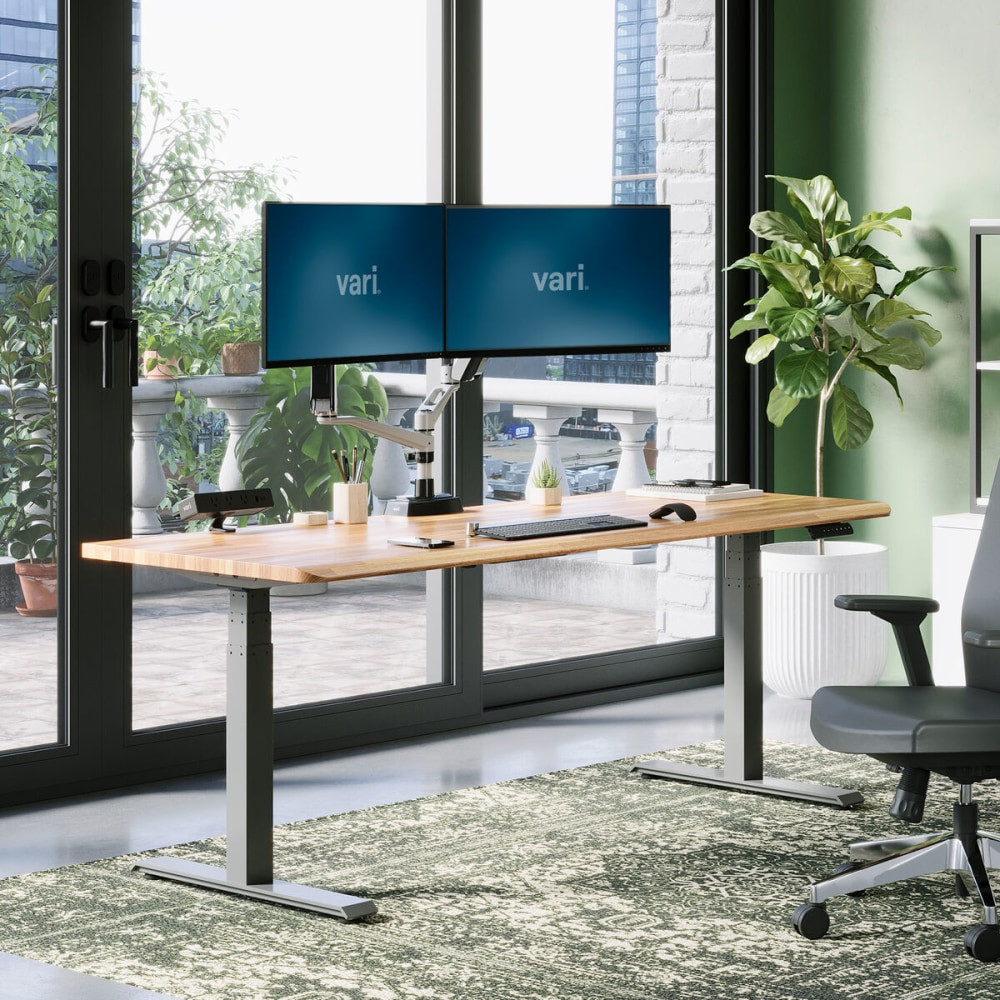 VARIDESK LLC 402375 VARI Electric Standing Desk With ComfortEdge, 72inW, Butcher Block