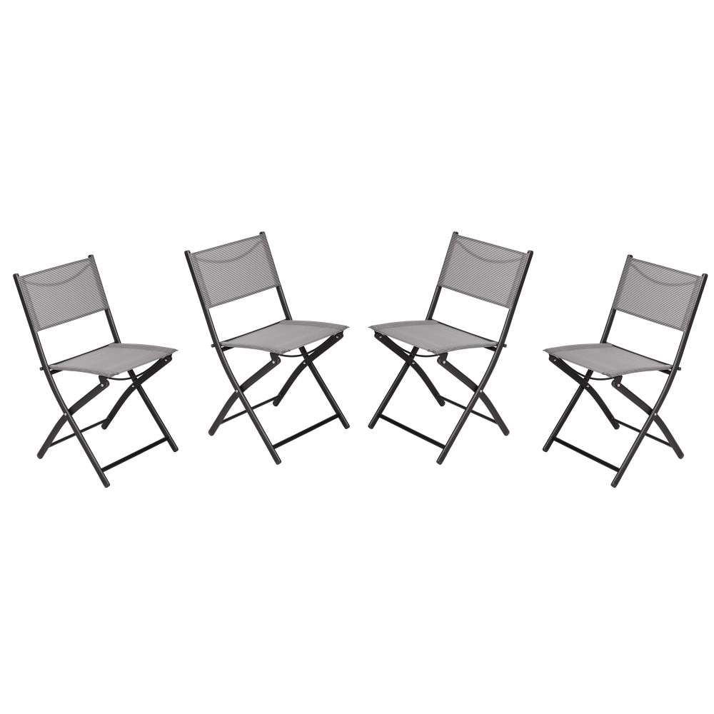 FLASH FURNITURE 4TLHSC097GRY  Brazos Series Outdoor 4pcs Folding Chair with Flex Comfort Material and Metal Frame, Gray