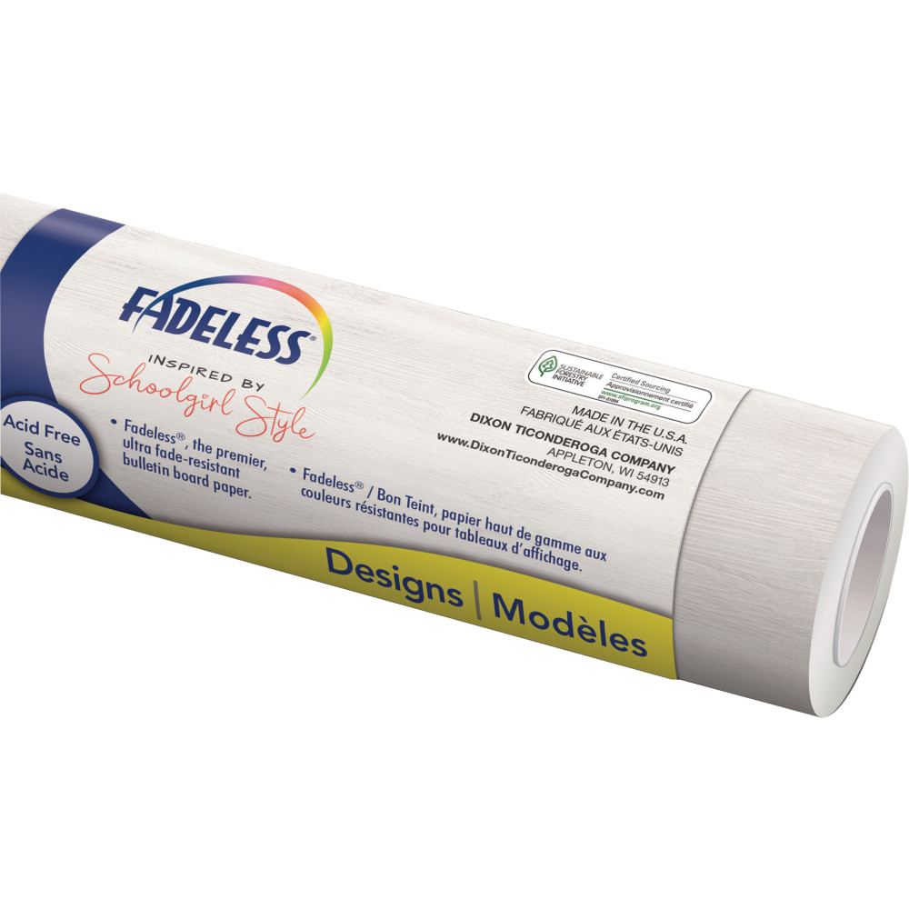 Decorate your classroom with Fadeless Schoolgirl Style Bulletin Board Paper. This fade-resistant, non-reflective paper adds a fun touch to your space.  Ultra-fade resistant paper is acid-free for lasting display.  Smooth, non-reflective finish.  Ideal for bulletin board decoration.