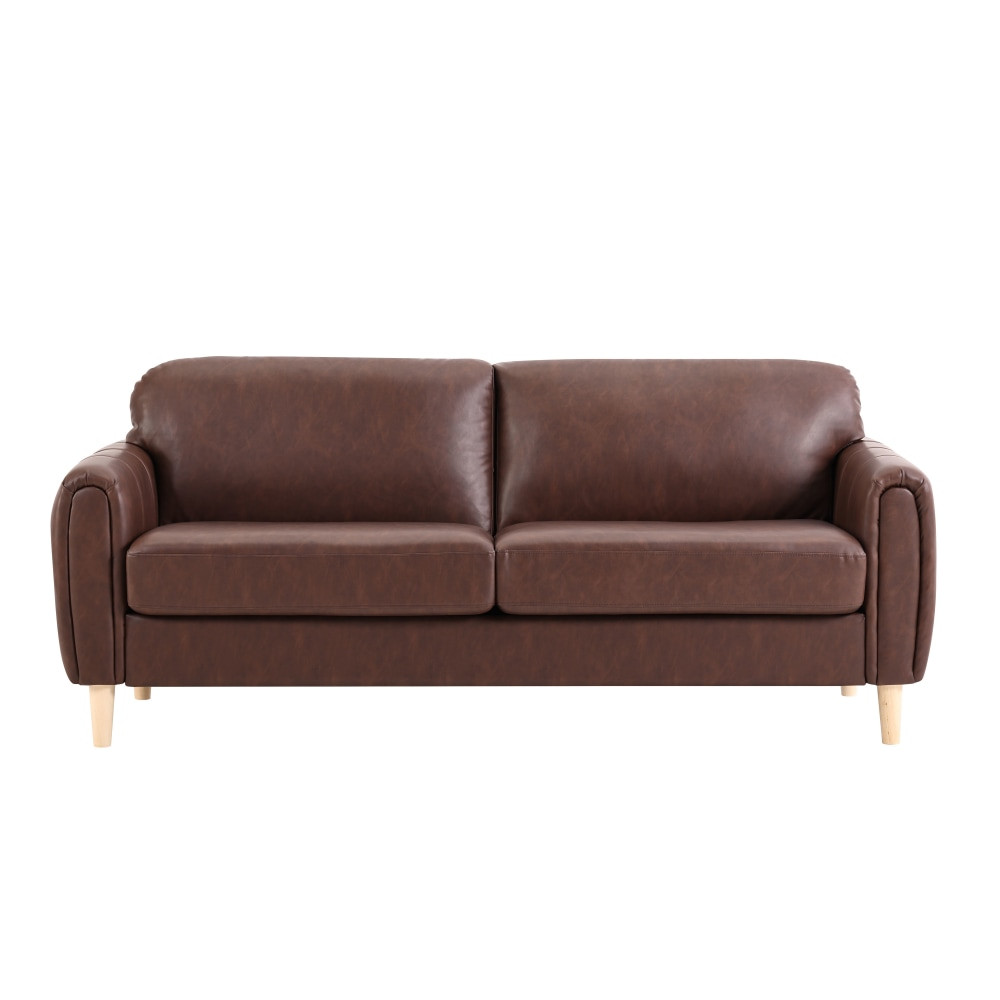LIFESTYLE SOLUTIONS INC. 133A009BRN Serta Lachlan Faux Leather Sofa, 33-7/8inH x 78-1/3inW x 33-1/2inD, Brown/Natural