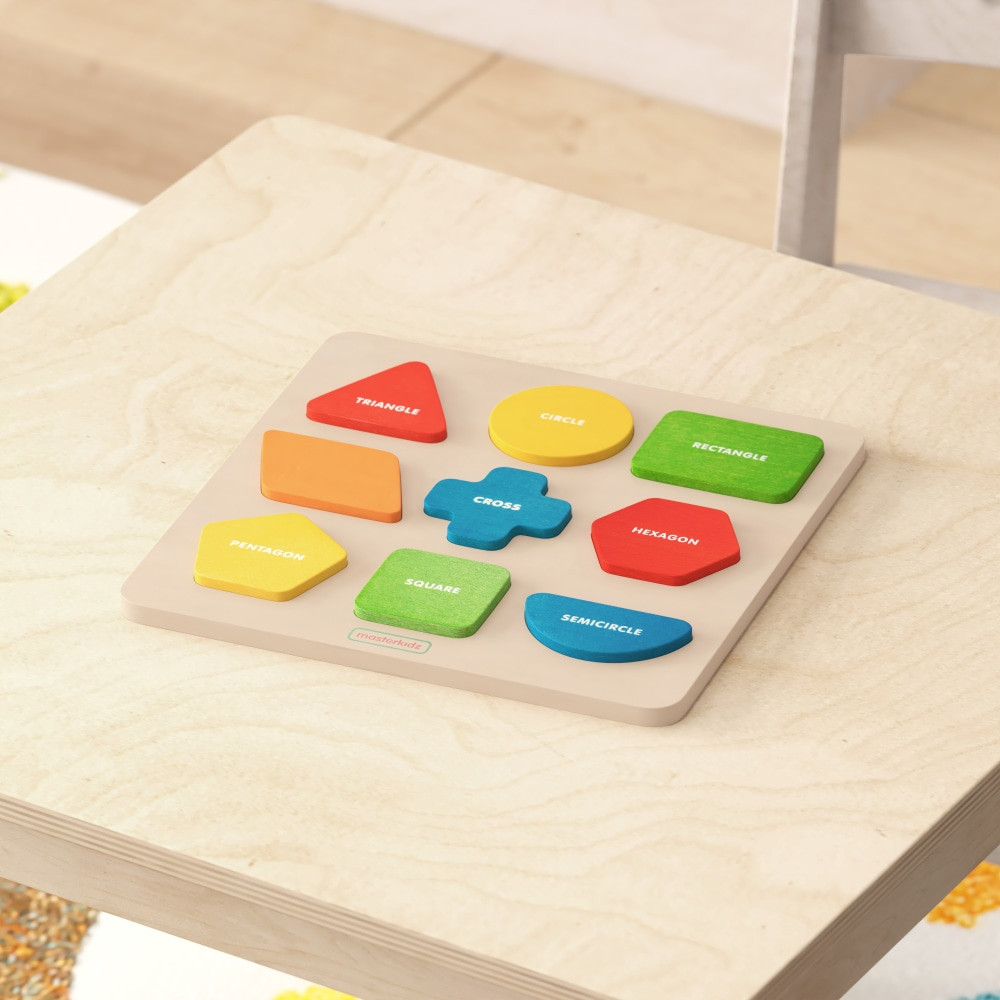 Help your students develop important skills in the classroom with a Flash Furniture Bright Beginnings Commercial Grade Birch Plywood STEM Sorting Shapes And Colors Puzzle Board. This board boasts a durable bitch plywood construction for lasting use.  Designed to help students build cognitive and fine motor skills.  Made from birch plywood.  Smoothly rounded corners promote safe use.  Features both visual and tactile sensory output.  Ideal for freestyle floor play or activity tables.  Wipe clean with a damp cloth, then dry.