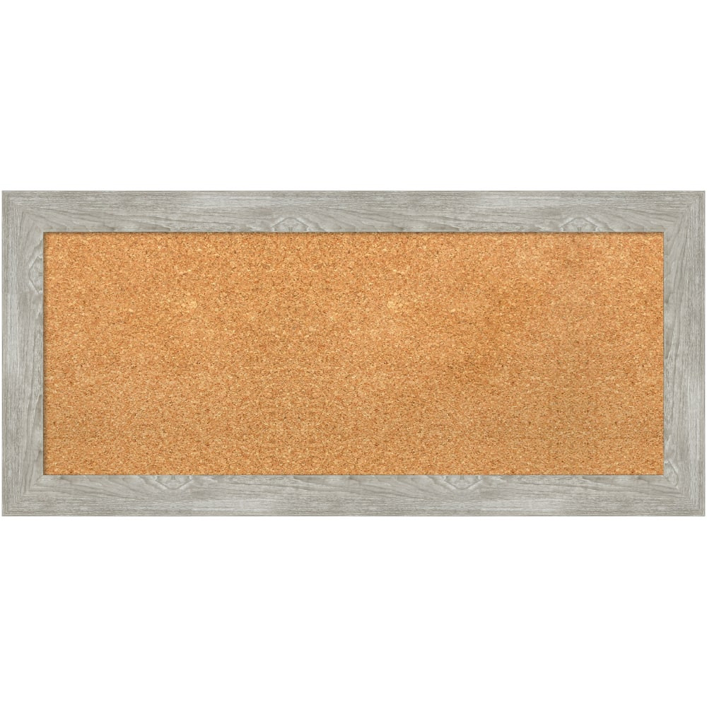 UNIEK INC. A42705383434 Amanti Art Rectangular Non-Magnetic Cork Bulletin Board, Natural, 34in x 16in, Dove Graywash Narrow Plastic Frame