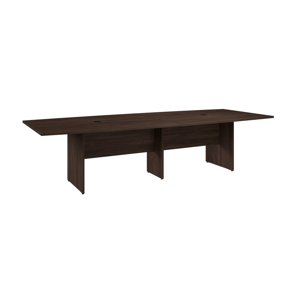 BUSH INDUSTRIES INC. 99TB12048BWK Bush Business Furniture 120inW x 48inD Boat Shaped Conference Table With Wood Base, Black Walnut, Standard Delivery