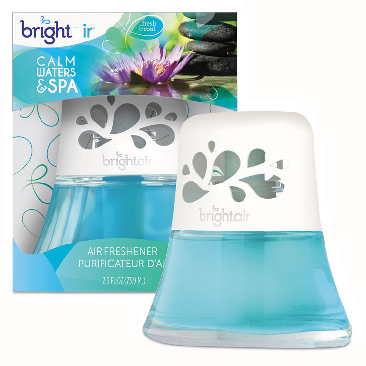 BRIGHT AIR 900115CT Scented Oil Air Freshener, Calm Waters and Spa, Blue, 2.5 oz, 6/Carton
