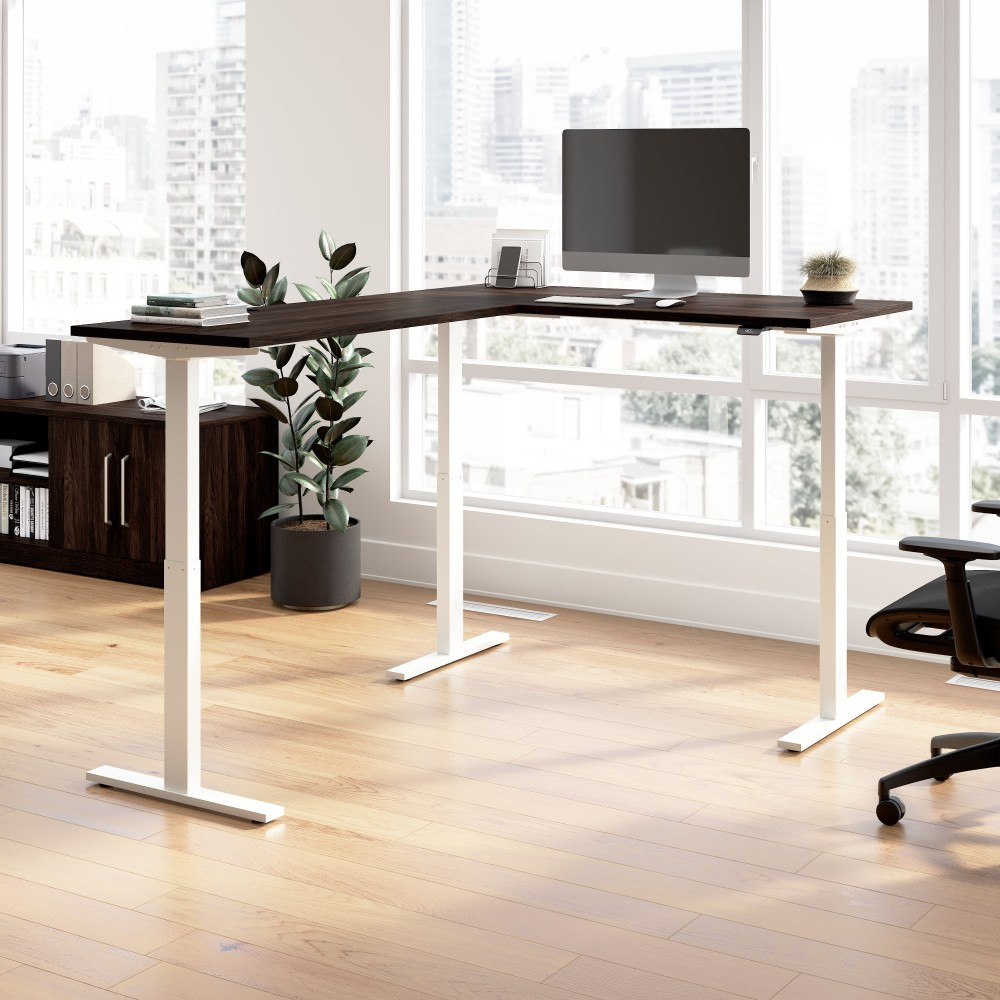 BUSH INDUSTRIES INC. M6SL6078BWWK Bush Business Furniture Move 60 Series 60inW Height Adjustable L Shaped Standing Desk, Black Walnut/White Powder Coat, Standard Delivery