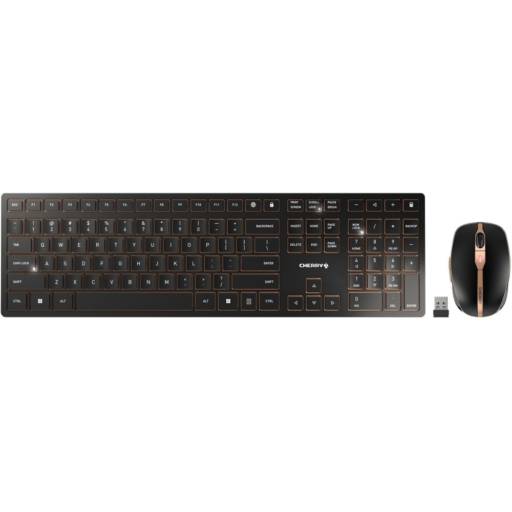 CHERRY GMBH JD-9100US-2 CHERRY DW 9100 SLIM - Keyboard and mouse set - wireless - 2.4 GHz, Bluetooth 4.2 - US - black/bronze