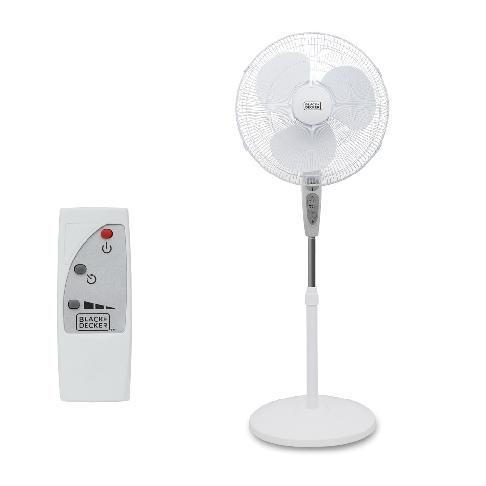Oscillation function to cover a larger area  ETL safety certified  Adjustable height and tilt angle  3 speed settings to get the right amount of air circulation  Easy-to-use remote control with on-board storage (batteries not included)  Durable, 18 in. blade  Convenient shut off timer  Perfect for anywhere in the home, garage or office