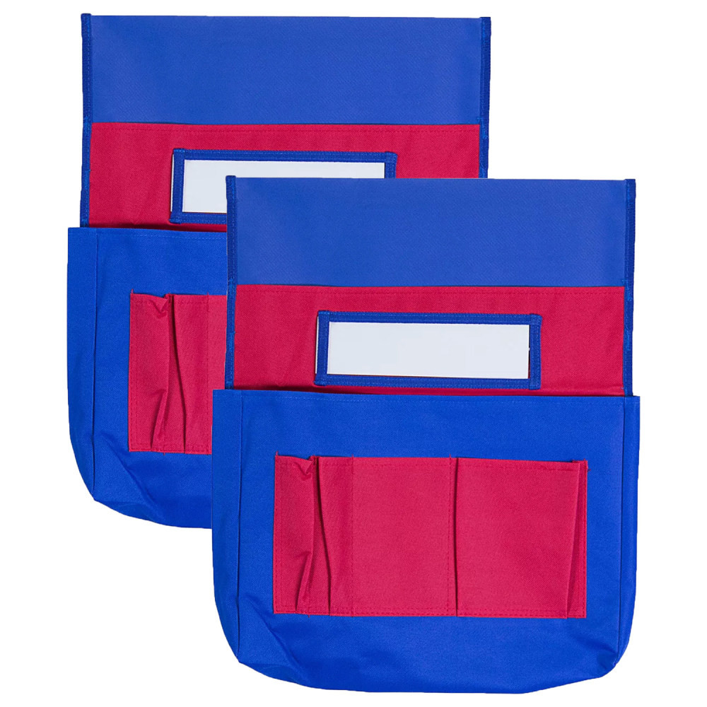 Help students keep their supplies organized with Carson-Dellosa Chairback Buddies. Each buddy fits over the back of their chair and includes 6 pockets for items like pencils, markers, erasers and more.  Made from heavy-duty canvas with a PVC coating.  Fits over seat backs up to 30in round.  6 storage pockets.  Includes a small clear insert for a name tag.  Machine washable.  Save time - no assembly required.
