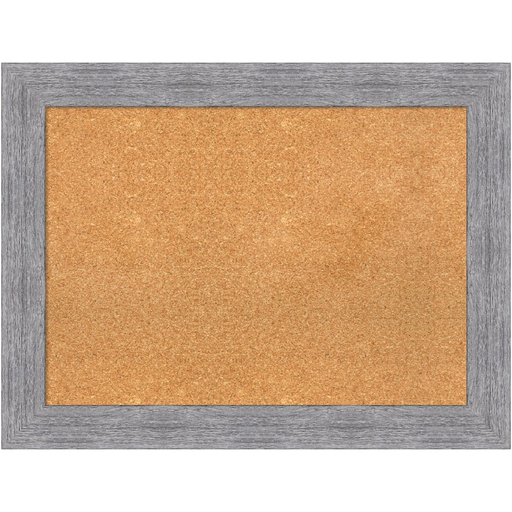 UNIEK INC. A42705383475 Amanti Art Rectangular Non-Magnetic Cork Bulletin Board, Natural, 33in x 25in, Bark Rustic Gray Plastic Frame