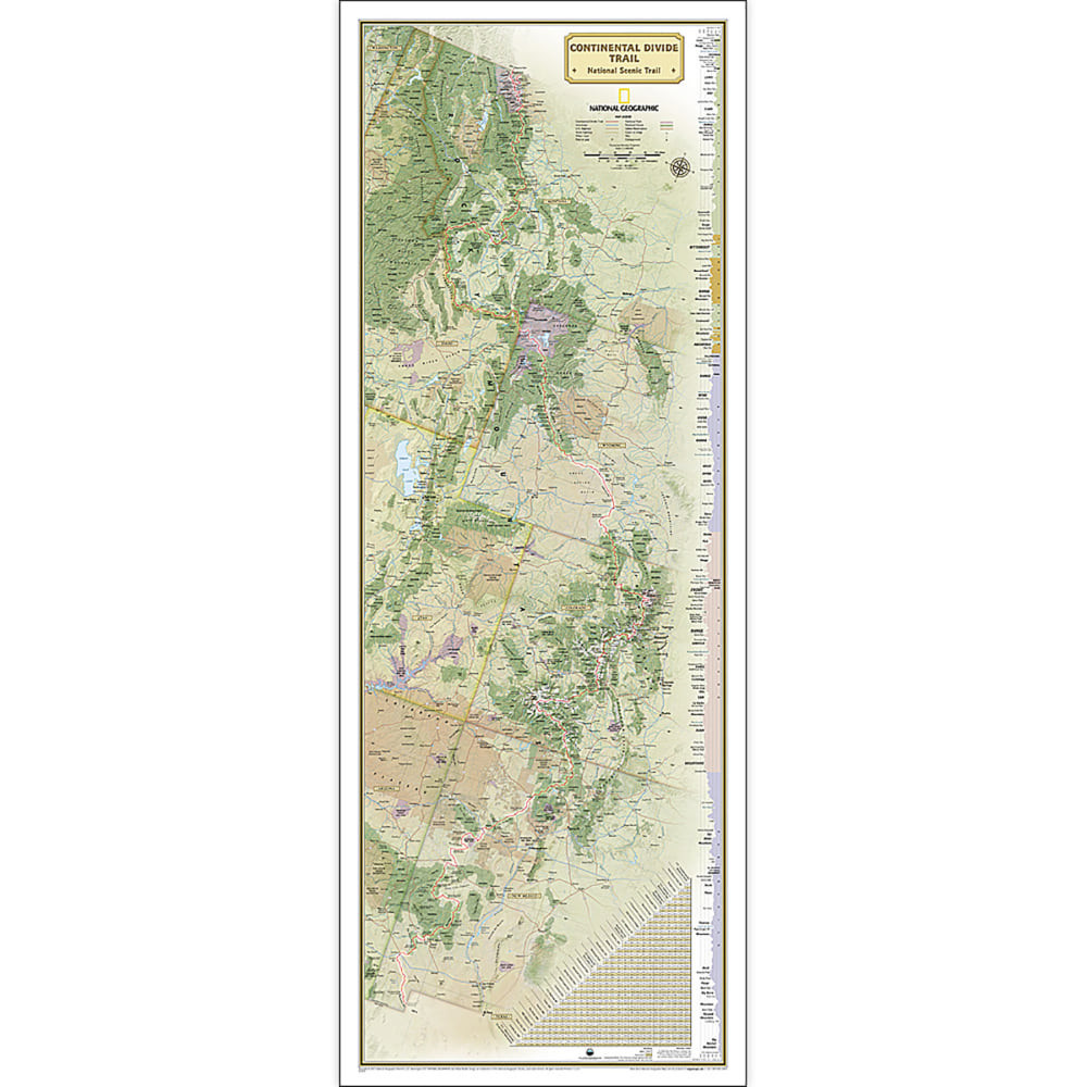 NATIONAL GEOGRAPHICS MAPS NGMRE01021203 National Geographic Continental Divide Trail Map, Laminated, 18in x 48in
