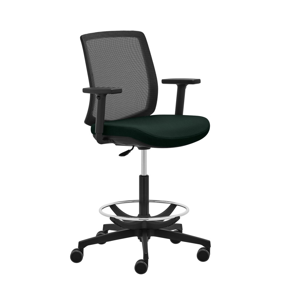 OFFICE DEPOT WPEXPANSE-STL-DBLK WorkPro Expanse Antimicrobial Vinyl/Mesh Mid-Back Adjustable Drafting Chair With Back, Black