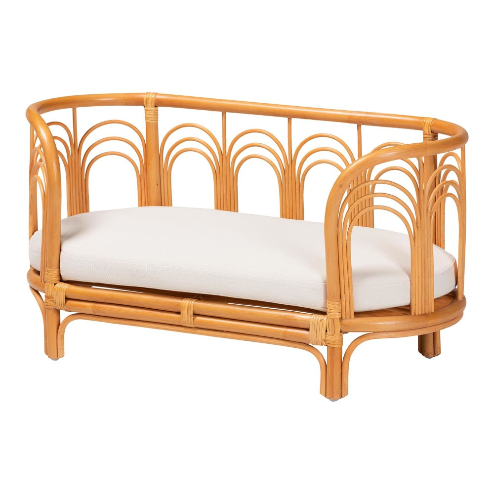 WHOLESALE INTERIORS, INC. 2721-13639 bali & pari Nariko Bohemian Rattan Pet Bed, Light Honey