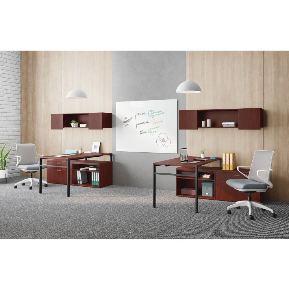 HON HONMOD110  Mod 60inW Computer Desk Workstation With Wall Mount Storage, Traditional Mahogany/Black