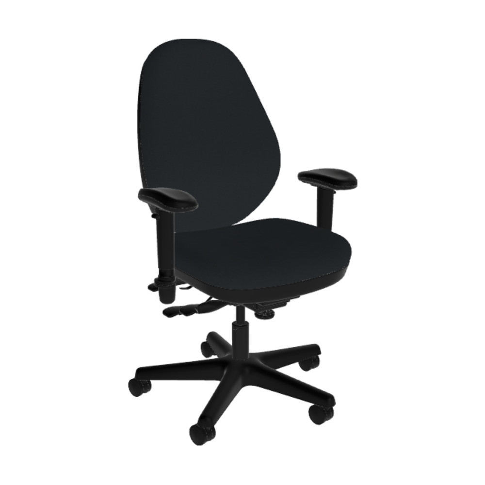 Designed with Pressure Cast cushions, this high-back office chair helps you stay focused on your work. The adjustable chair features lumbar support and positional control to help users find their preferences. The ergonomic desk chair moves smoothly thanks to riveted casters.  Overall Dimensions: 39-3/4inH x 24inW x 24inD.  Ergonomic design allows for comfort throughout the day.  Recommended for professional use 8-10 hours per day.  Adjustable lumbar support and a lumbar crest with thoracic and sacral cradles.  Pressure Cast cushioning.  Multifunctional mechanism allows positional control.  Arms are height and width adjustable.  Riveted casters.  Swiveling design.  Assembly required.  Backed by the manufacturers lifetime limited warranty.  ANSI/BIFMA Compliant - This product has been tested and verified for compliance with rigorous performance requirements and safety standards related to specific furniture products.  Meets/Exceeds Flammability Standard TB117-2013.