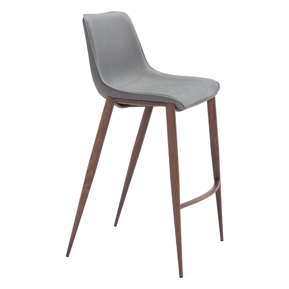 ZUO MODERN 109938 Zuo Magnus Barstools, Slate Gray/Walnut, Set Of 2 Barstools