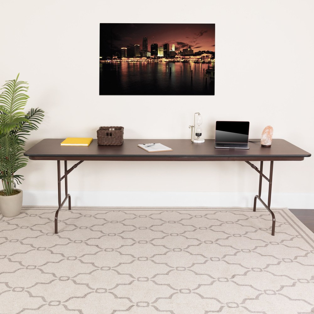 FLASH FURNITURE YT3096MELWAL  Melamine Laminate Folding Banquet Table, 30inH x 30inW x 96inD, Mahogany