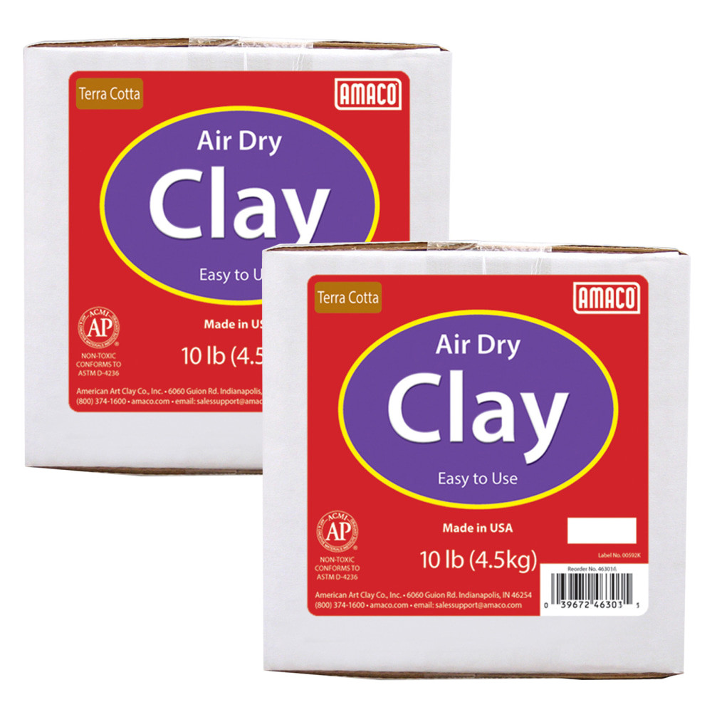 EDUCATORS RESOURCE AMA46301A-2 Amaco Air Dry Clay, Terra Cotta, 10 Lb Box, Pack Of 2 Boxes EDUCATORS RESOURCE AMA46301A-2 Amaco Air Dry Clay, Terra Cotta, 10 Lb Box, Pack Of 2 Boxes