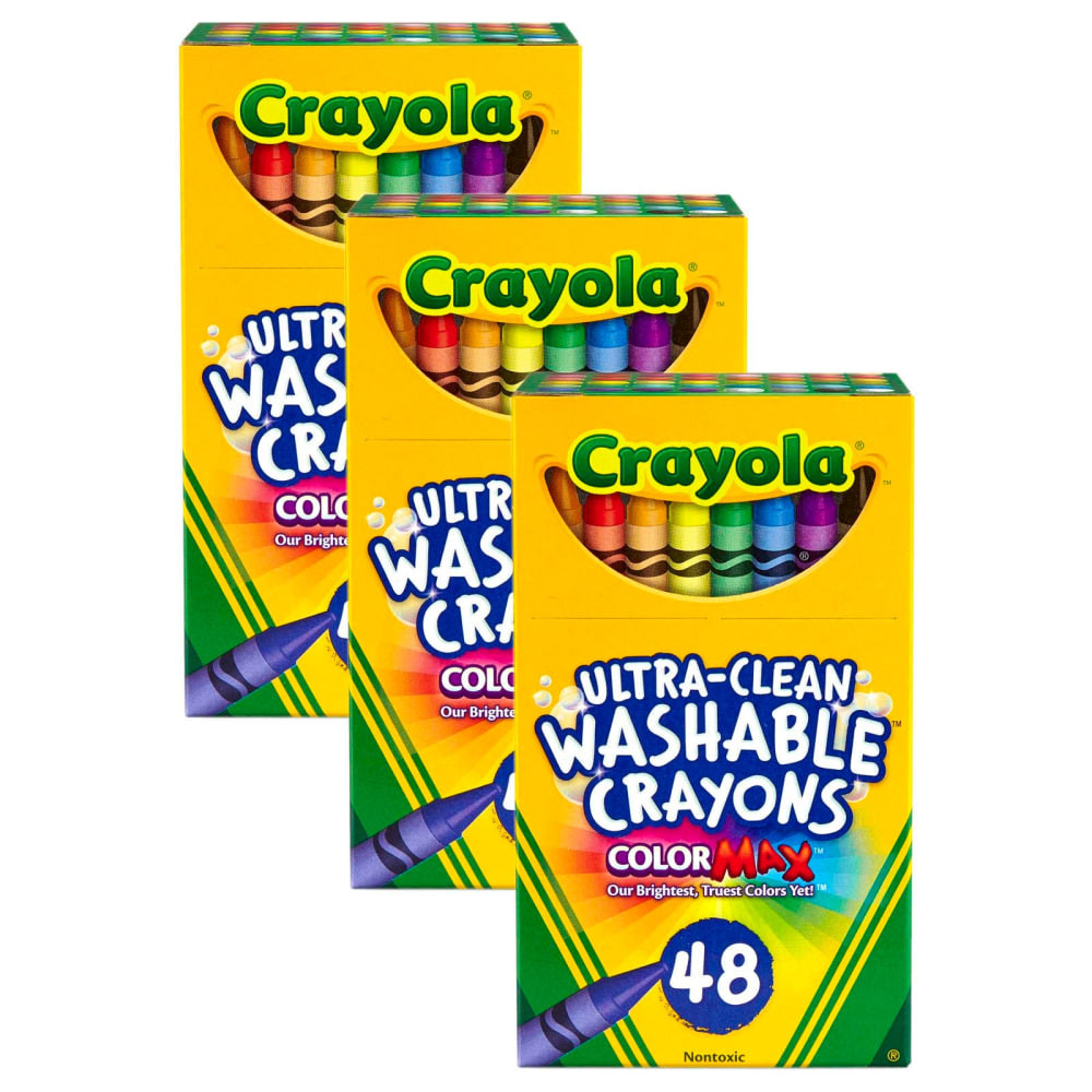 EDUCATORS RESOURCE BIN526948-3 Crayola Ultra-Clean Washable Crayons, Regular Size, 48 Crayons Per Pack, Set Of 3 Packs