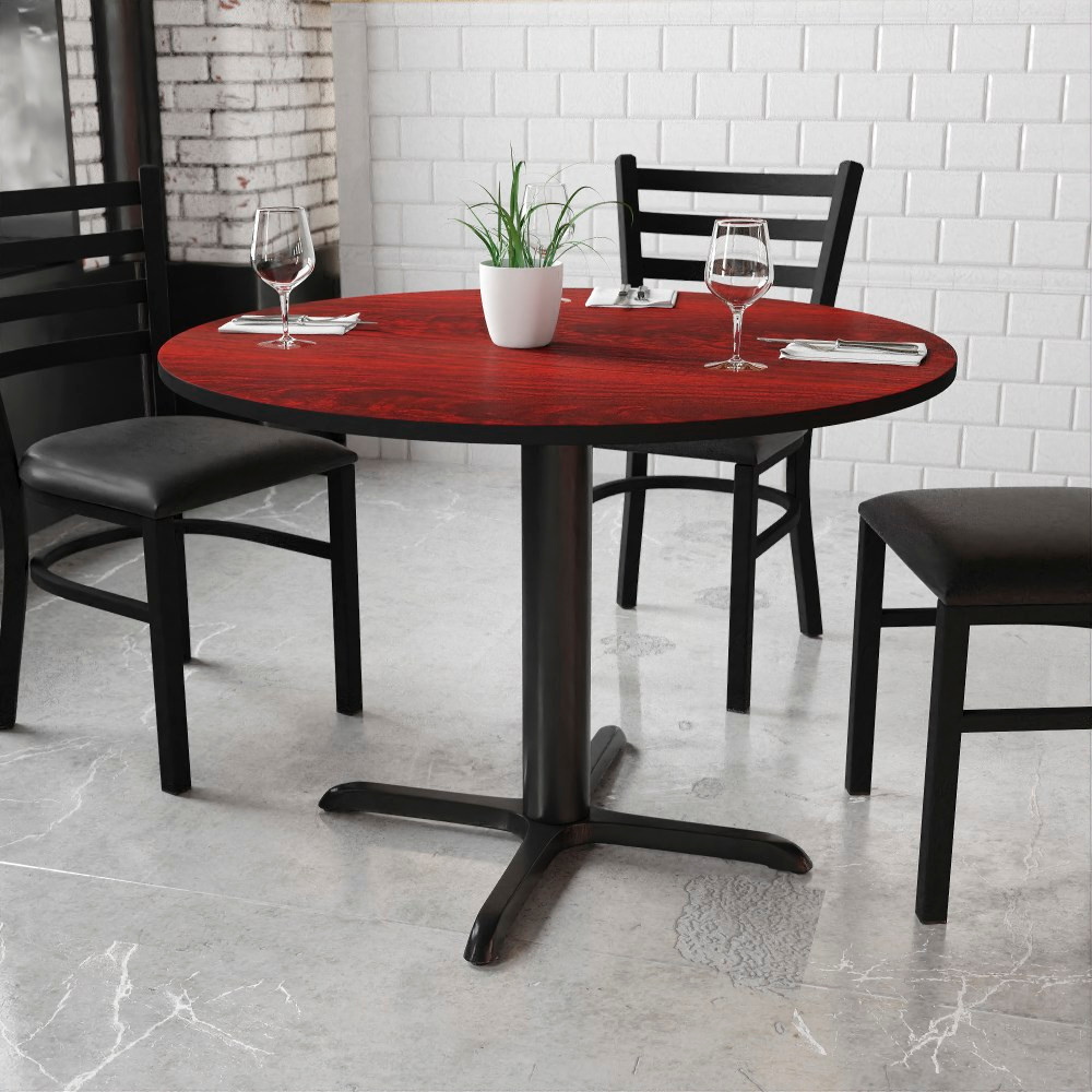 FLASH FURNITURE XURD42MAT3333  Round Hospitality Table With X-Style Base, 31-3/16inH x 42inW x 42inD, Mahogany