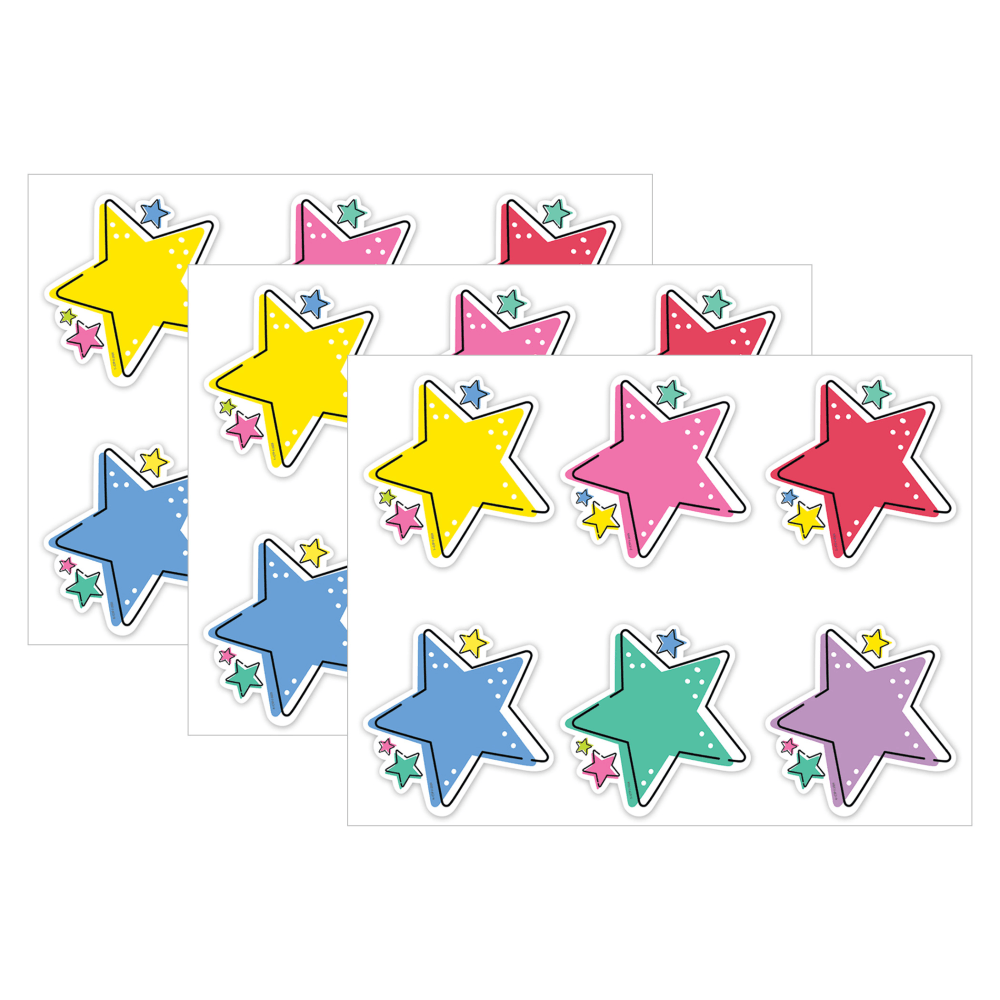 Engage your students with these Creative Teaching Press Designer Cut-Outs. These cut-outs can be used as flash cards or for other classroom activities to enhance your lesson plans.  Made from acid-free paper.  Can be used in a variety of classroom displays and activities.  Content can be added to create flash cards to enhance learning in the classroom.  Includes six 36-count packs of Star Bright Stars Cut-Outs.