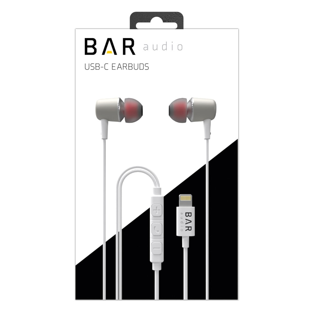Listen to your favorite songs anywhere with these cellhelmet Bar Audio Earbuds With Microphone And Lightning Connector. These wired earbuds have a lightweight design for comfort and are equipped with intuitive volume controls for quick adjustments.  Equipped with 10mm drivers.  Frequency response from 20 Hz to 20 kHz.  Impedance of 16 ohms (±15%).  Built-in microphone and volume control allow hands-free calling and simple music playback management.  Apple MFI Certified for compatibility with a wide range of iPhone models.  Ergonomic design fits snugly in ears with integrated noise isolation.  Includes custom-fit earpieces in S, M and L.  Backed by the manufacturer's limited lifetime warranty.