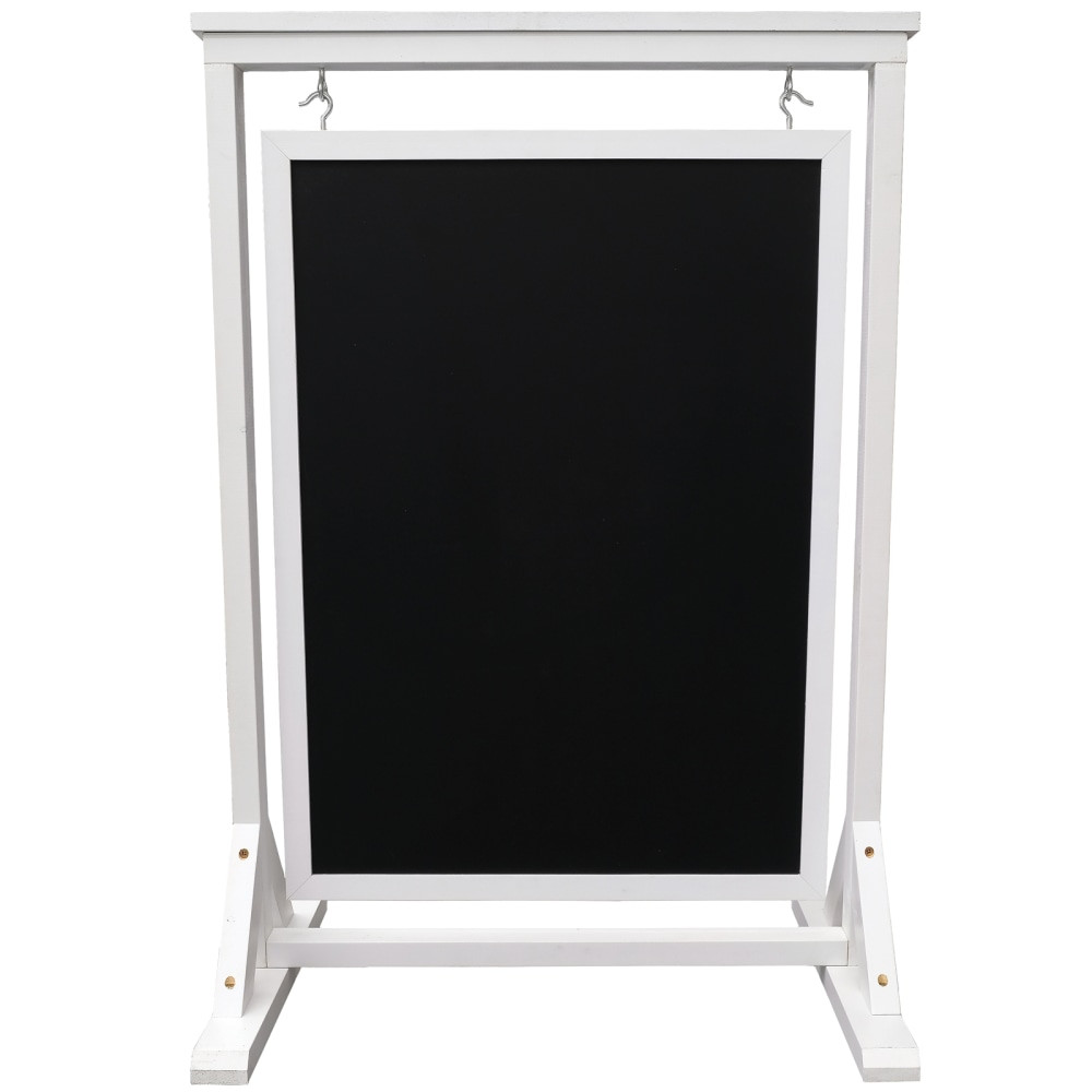 GENERAL PRINTING & DESIGN, INC. EGP-HD-0090-WHT-OS Excello Global Products Double-Sided Swinging Magnetic Indoor/Outdoor Chalkboard Sign, Steel, 40in x 28in, Black, White Wood Frame