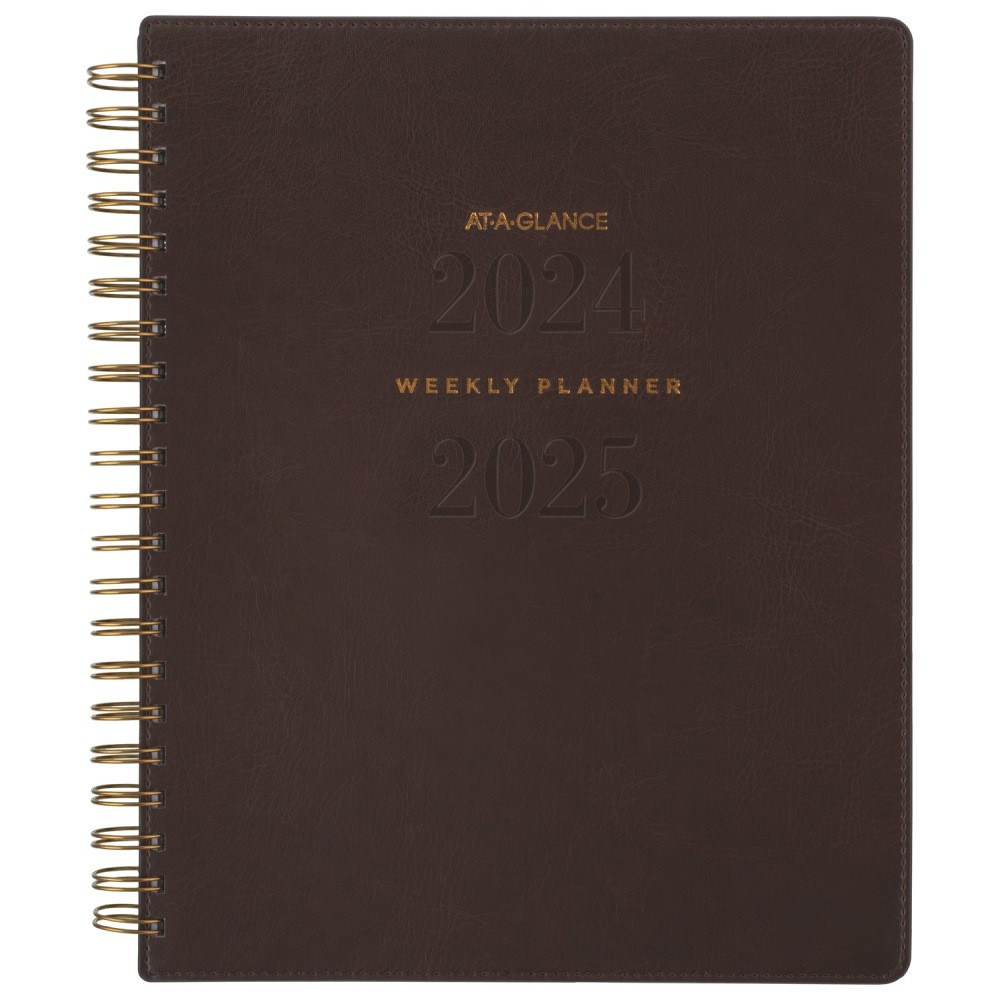 ACCO BRANDS USA, LLC YP905A0925 2024-2025 AT-A-GLANCE Signature Collection Academic Weekly/Monthly Planner, 8-1/2in x 11in, Brown, July To July, YP905A09