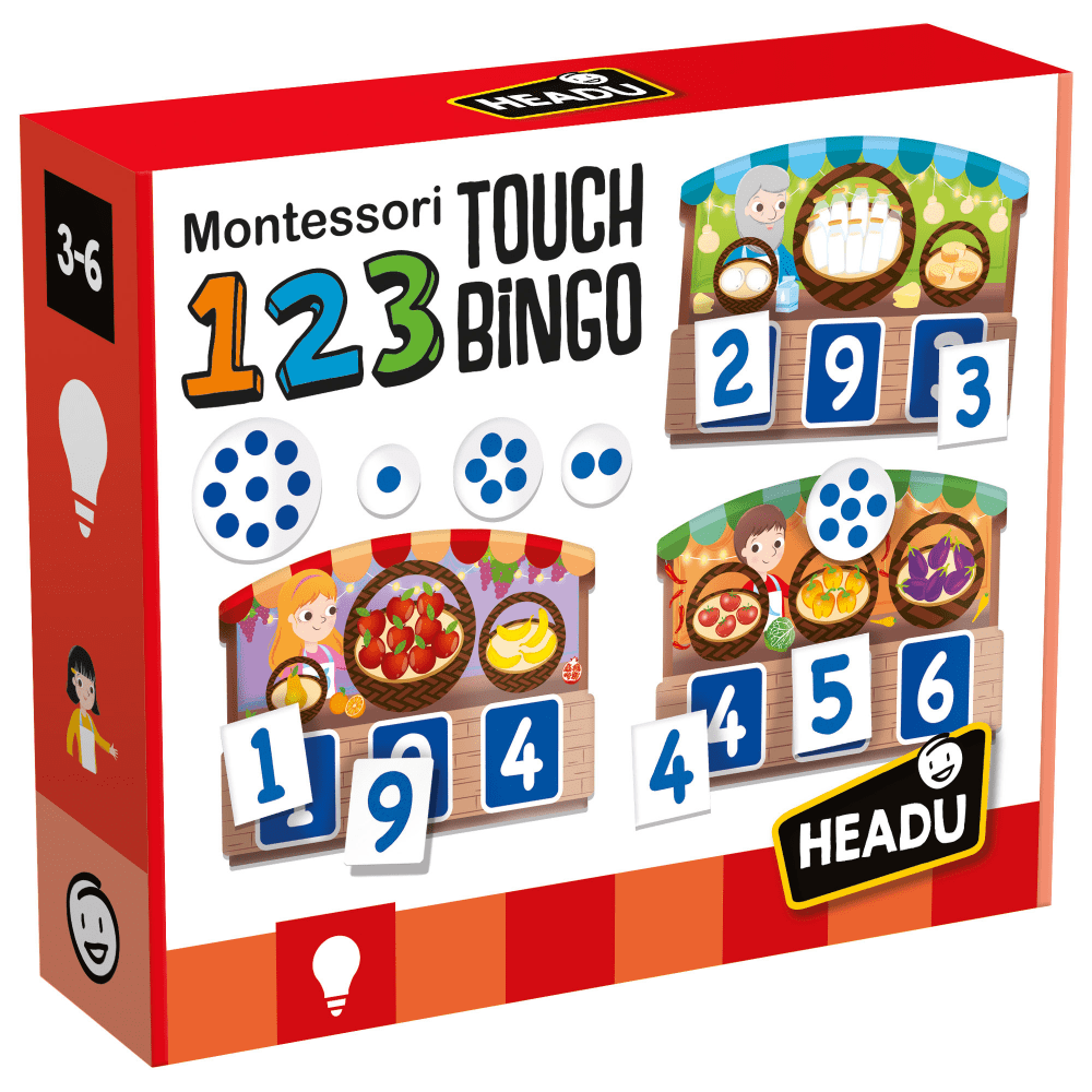 HEADU USA LLC HDUIT21109 Headu 123 Montessori Touch Bingo, Pre-K To 1st Grade