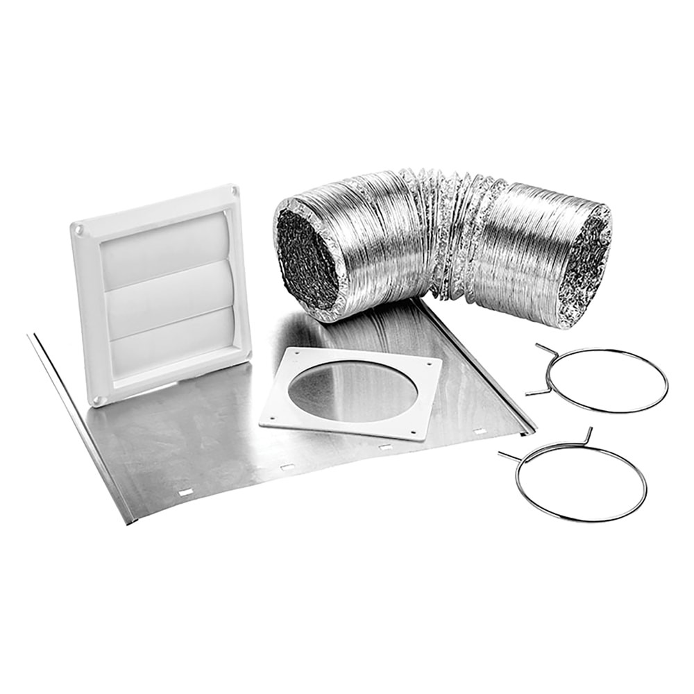 LAMBRO INDUSTRIES INC. 1379W Lambro 4in x 8' UL 2158A Transition Duct Louvered Vent Kit, Silver, LAO1379W