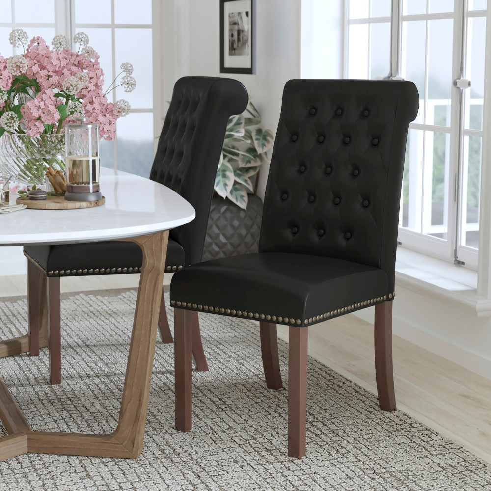 FLASH FURNITURE BTPBKLEA  Hercules Series Leathersoft Parsons Chair, Black