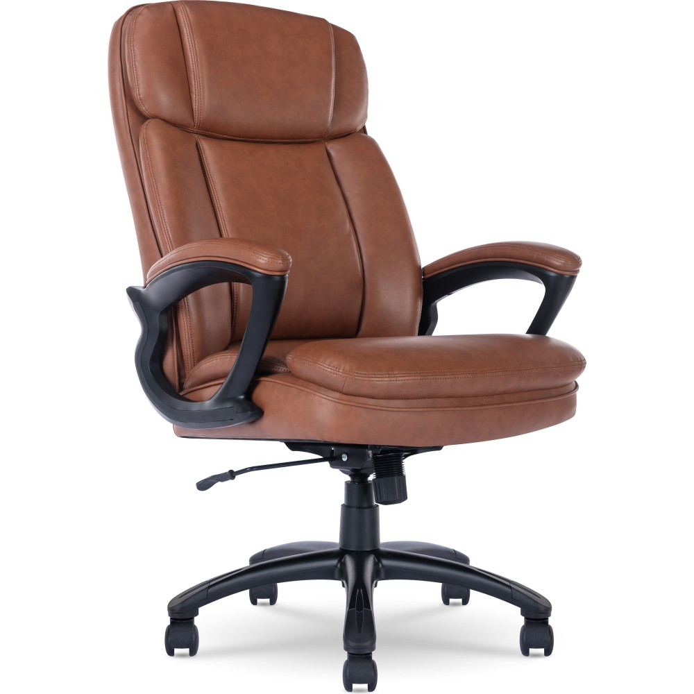 TRUE INNOVATIONS 43675C Serta Big And Tall Ergonomic Bonded Leather High-Back Office Chair, Cognac/Black
