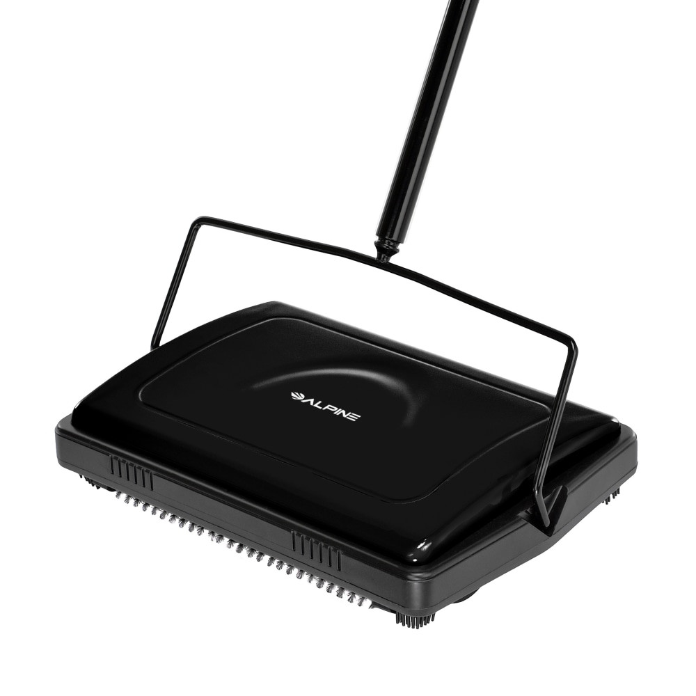 ADIR CORP. ALP469-BLK-NEW Alpine Industries Manual Triple-Brush Floor And Carpet Sweeper, 42-1/2inH x 11-1/16inW x 7-15/16inD, Black