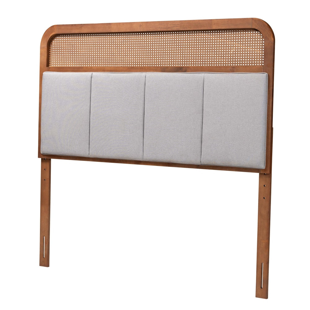 WHOLESALE INTERIORS, INC. 2721-12883 Baxton Studio Esti Mid-Century Modern Headboard, Queen, 60inH x 61-1/4inW x 13/16inD, Light Gray/Ash Walnut