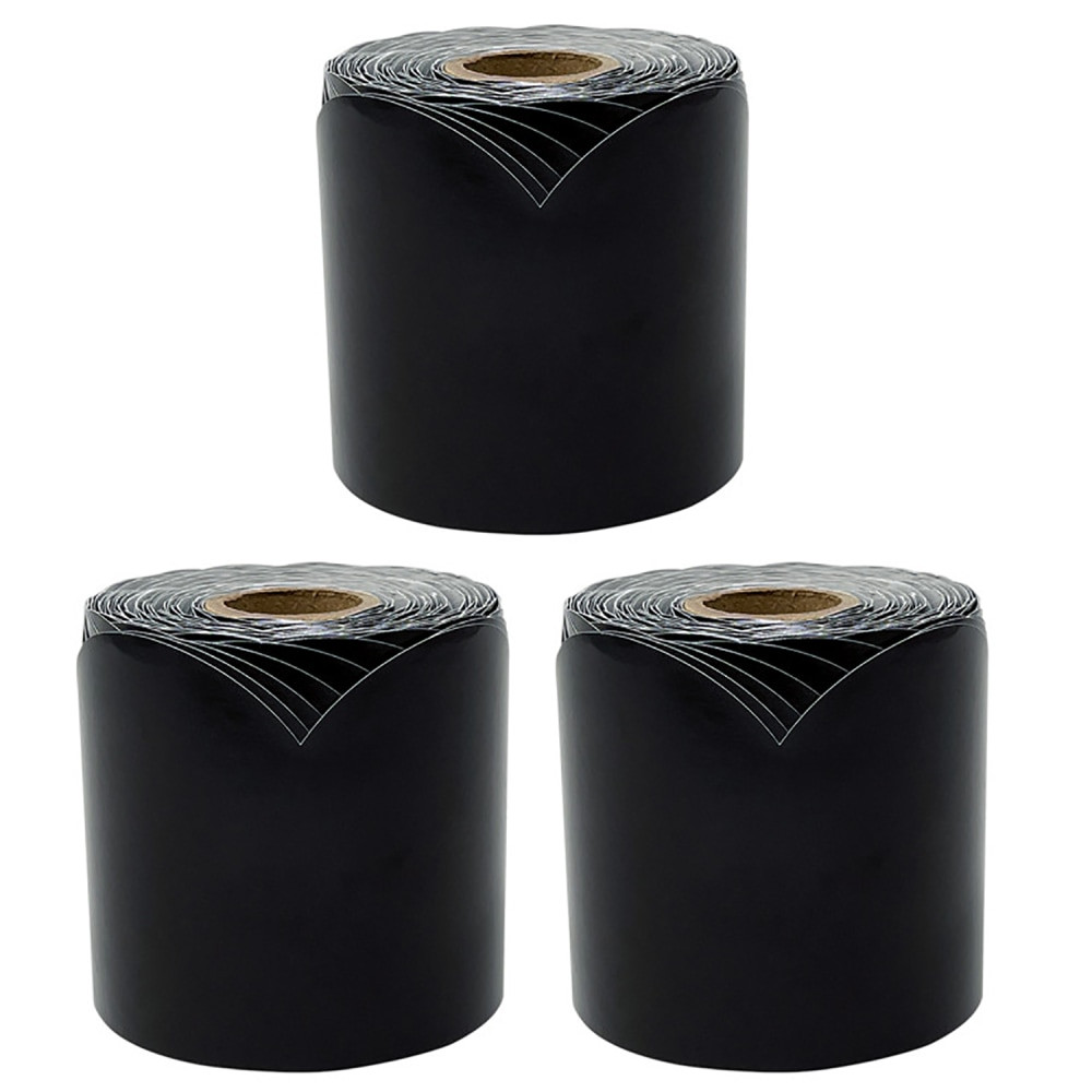 EDUCATORS RESOURCE CD-108515-3 Carson Dellosa Education Rolled Scalloped Borders, Black, 65ft Per Roll, Pack Of 3 Rolls