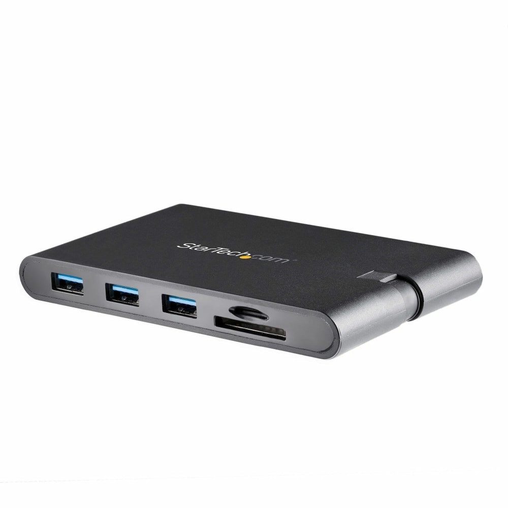 WIDE DEVICE & OS COMPATIBILITY: All-in-one adapter dongle works with HP, Dell, Lenovo, MacBook, iPad Pro, Surface, Chromebooks & Samsung Galaxy devices on Windows, macOS, Chrome OS, iPadOS & Android  POWER FLEXIBILITY: Travel dock is USB bus powered and supports up to 100W Power Delivery 3.0 Passthrough; 15W reserved for dock and up to 85W for laptop charging using your USB-C power adapter  SIMULTANEOUS SD & MICRO SD ACCESS: USB-C multiport adapter provides both a SD/SDHC/SDXC and a MicroSD card reader for additional data storage or backup, and provides access to both simultaneously  FAST CHARGE PORTS: Portable docking station w/3x USB 3.0 Type-A ports support BC 1.2 1.5A fast-charge to charge tablets or smartphones on any one of the ports, w/USB-C power adapter & laptop connected  8-IN-1 USB-C PORTABLE MINI DOCK: Eliminates the hassle of carrying multiple adapters w/ 4K 30Hz HDMI or 1080p VGA video, 3x 5Gbps USB-A, SD slot, microSD slot, 1x Gigabit Ethernet