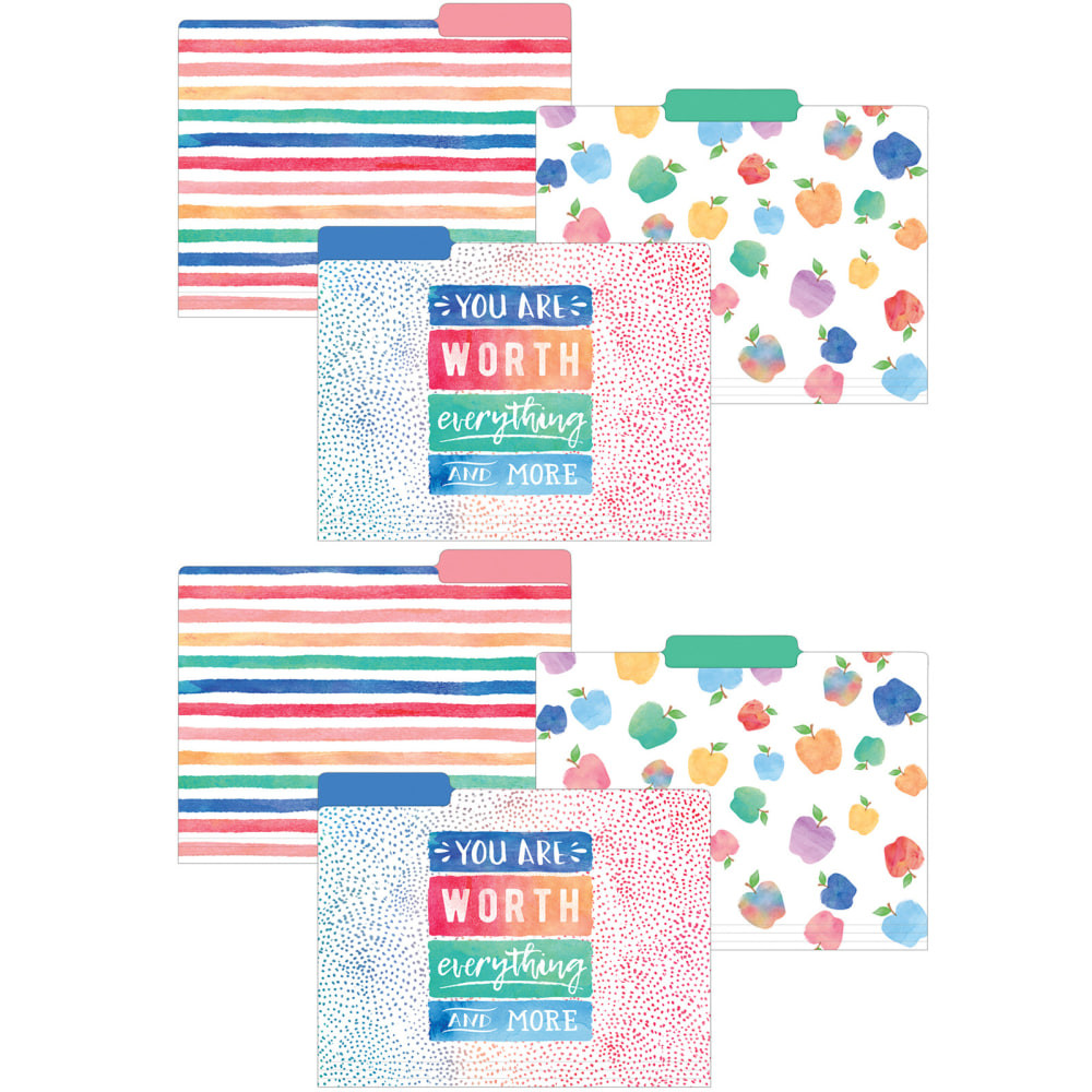 EDUCATORS RESOURCE TCR8541-2 Teacher Created Resources File Folders, Letter Size, Watercolor, 12 Per Pack, Set Of 2 Packs