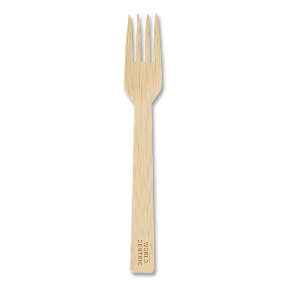 Offer guests durable cutlery with World Centric Bamboo Cutlery. Each piece is individually wrapped for sanitary use.  Ideal for catering, takeout, cafeterias, restaurants, cafes and food trucks.  Made from bamboo for durability.  Contains no added PFAS.  Reusable.  Individually wrapped.  Can be discarded with yard trimmings.  Plant-based content - made using tree-free agricultural products or by-products, helping you support innovative use of plants while reducing use of forests or other resources.