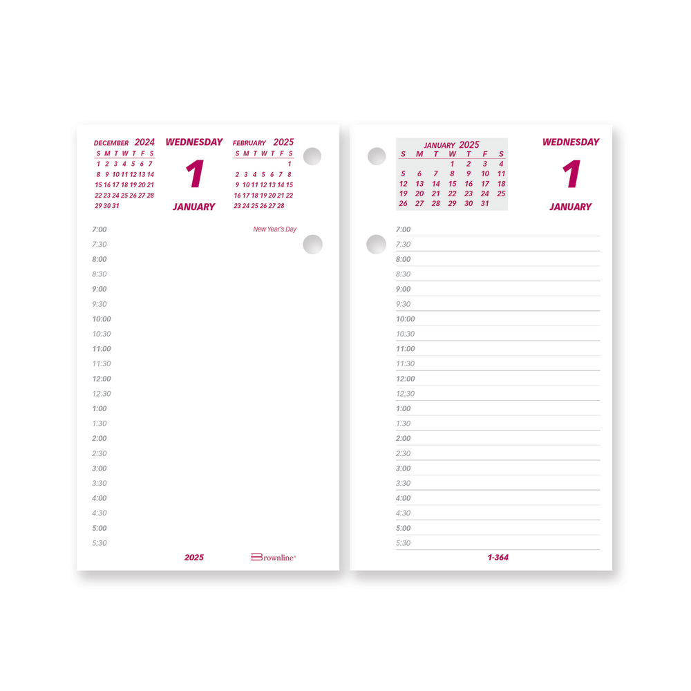 REDIFORM, INC. C2R-25 2025 Brownline Daily Desk Calendar Refill, 6in x 3-1/2in, Burgundy/White, January To December, C2R