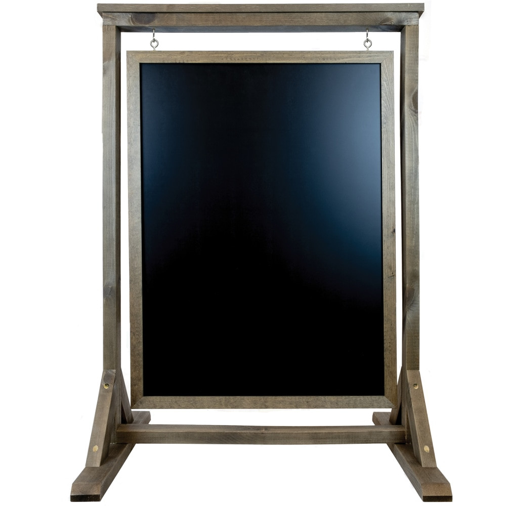 GENERAL PRINTING & DESIGN, INC. EGP-HD-0090-OS Excello Global Products Double-Sided Swinging Magnetic Indoor/Outdoor Chalkboard Sign, Steel, 40in x 28in, Black, Brown Wood Frame