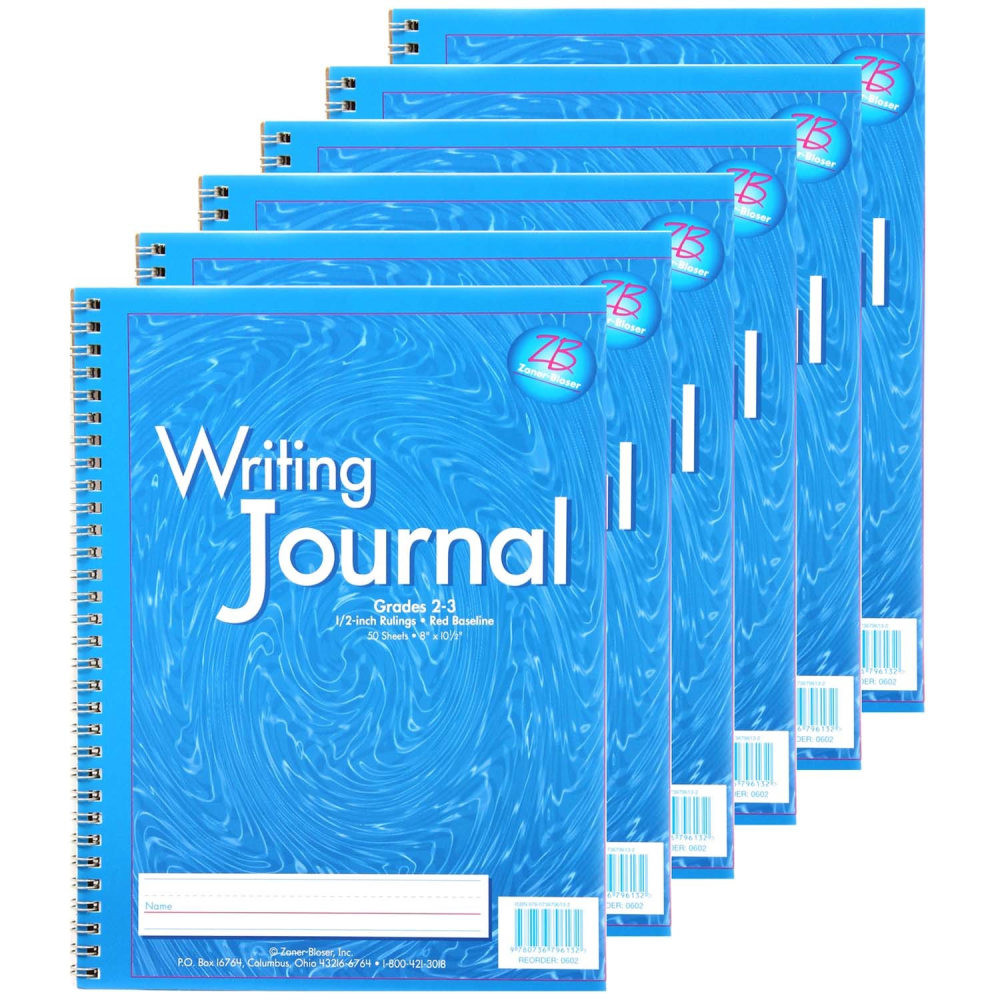 EDUCATORS RESOURCE ELP0602-6 Pacon Zaner-Bloser My Writing Journals, 8in x 10-1/2in, Blue, Grade 2 To 3, Pack Of 6 Journals