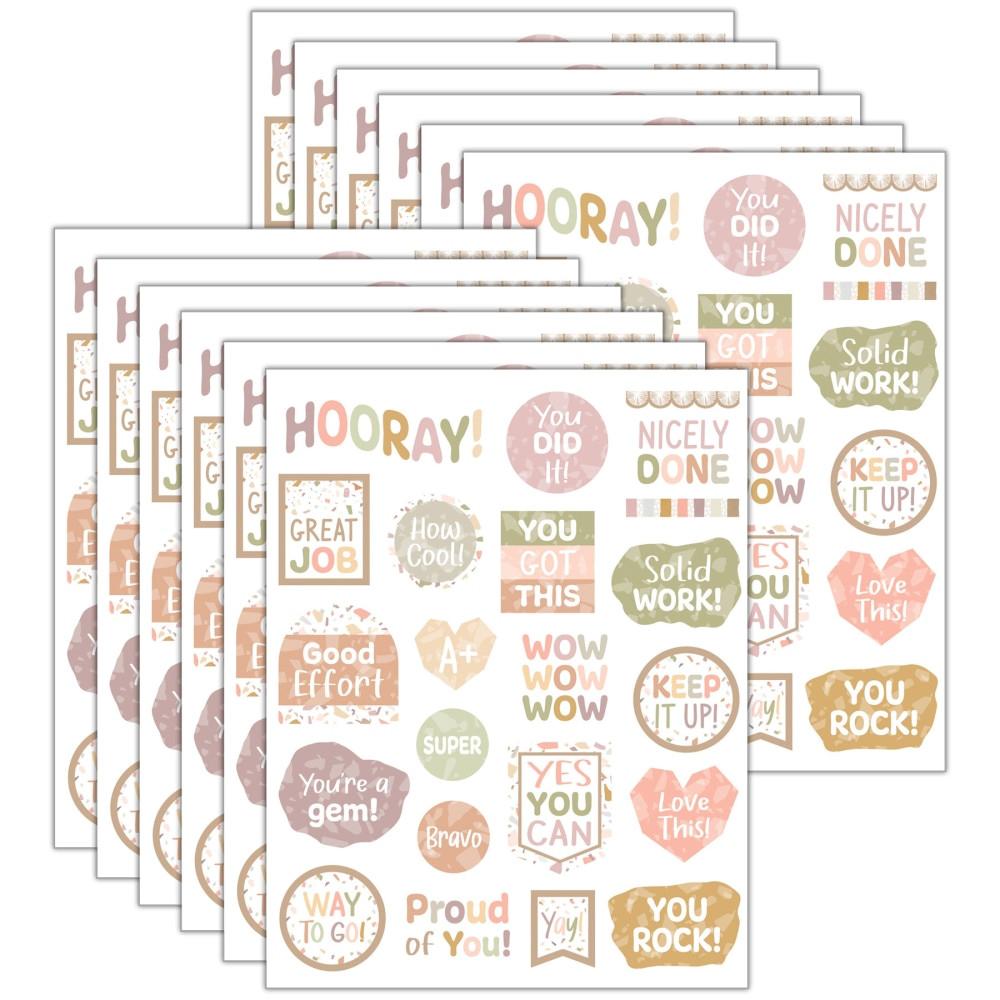 EDUCATORS RESOURCE TCR7227-12 Teacher Created Resources Stickers, 2-1/2in x 1/2in, Terrazzo Tones, 120 Stickers Per Pack, Bundle Of 12 Packs