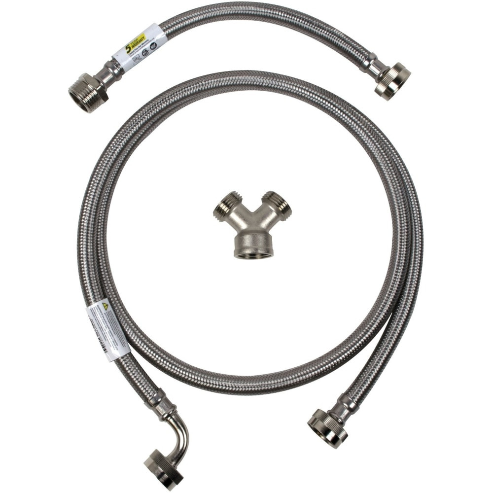SELA PRODUCTS, LLC STMKIT1 Certified Appliance Accessories Braided Stainless Steel Steam Dryer Installation Kit with Elbow, 6ft - Stainless Steel, Vinyl, PVC, Polyester - Silver, Clear
