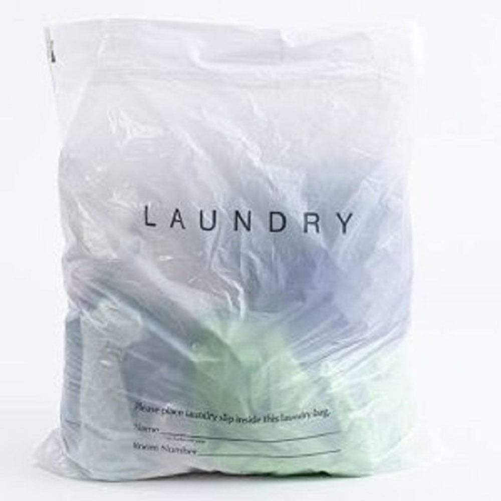 Haul clean and soiled laundry efficiently within these MultiPlast Systems Generic Draw Tape Laundry Bags. Each durable polyethene bag has a draw tape closure to keep items from falling out during transport.  Made from durable polyethylene.  Draw tape closure offers security.  Built-in handles allow easy carrying.