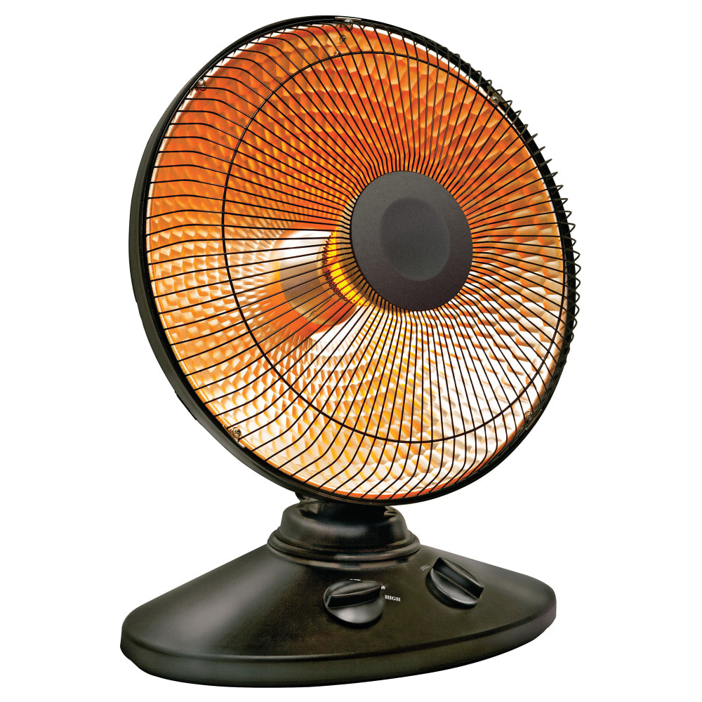 WORLD MARKETING OF AMERICA INC ERH375 Comfort Glow 1,000-Watt Portable Oscillating Radiant Parabolic Dish Heater, 8-3/4in x 14-1/4in, Black