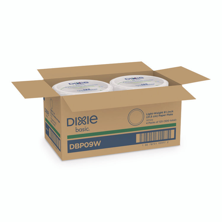 GEORGIA PACIFIC Dixie® DBP09W Paper Dinnerware, Plate, 8.5" dia, White, 125/Pack