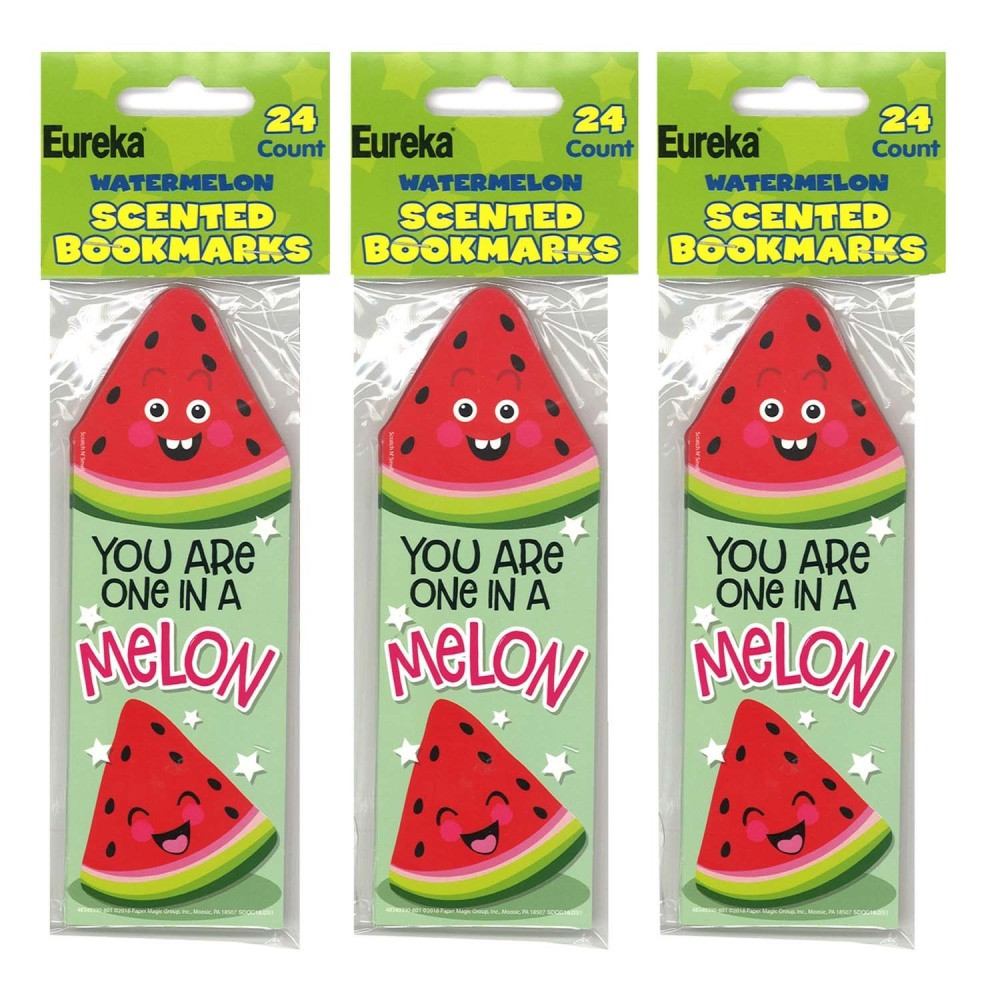 EDUCATORS RESOURCE EU-834039-3 Eureka Bookmarks, 2in x 6in, Watermelon Scented, 24 Per Pack, Set Of 3 Packs