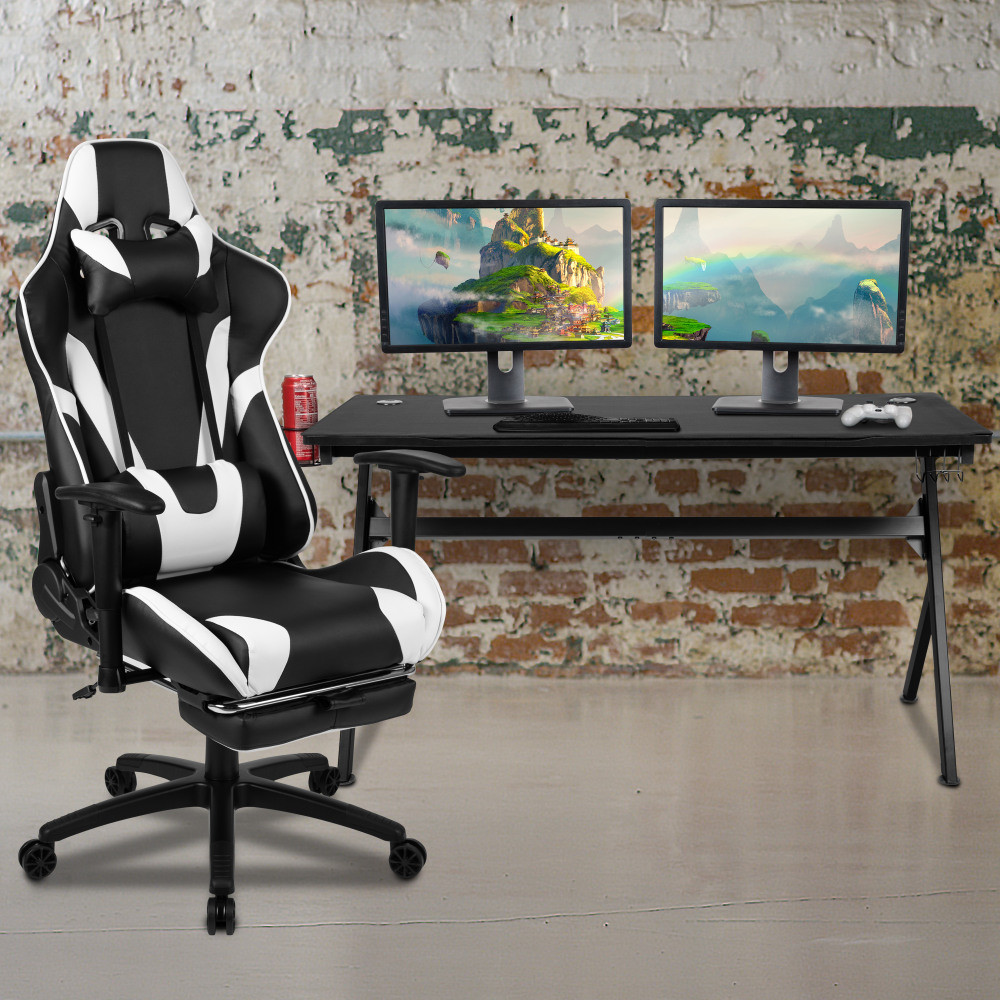 FLASH FURNITURE BLNX30D1904LBK  Gaming Desk And Reclining Chair Set, Black