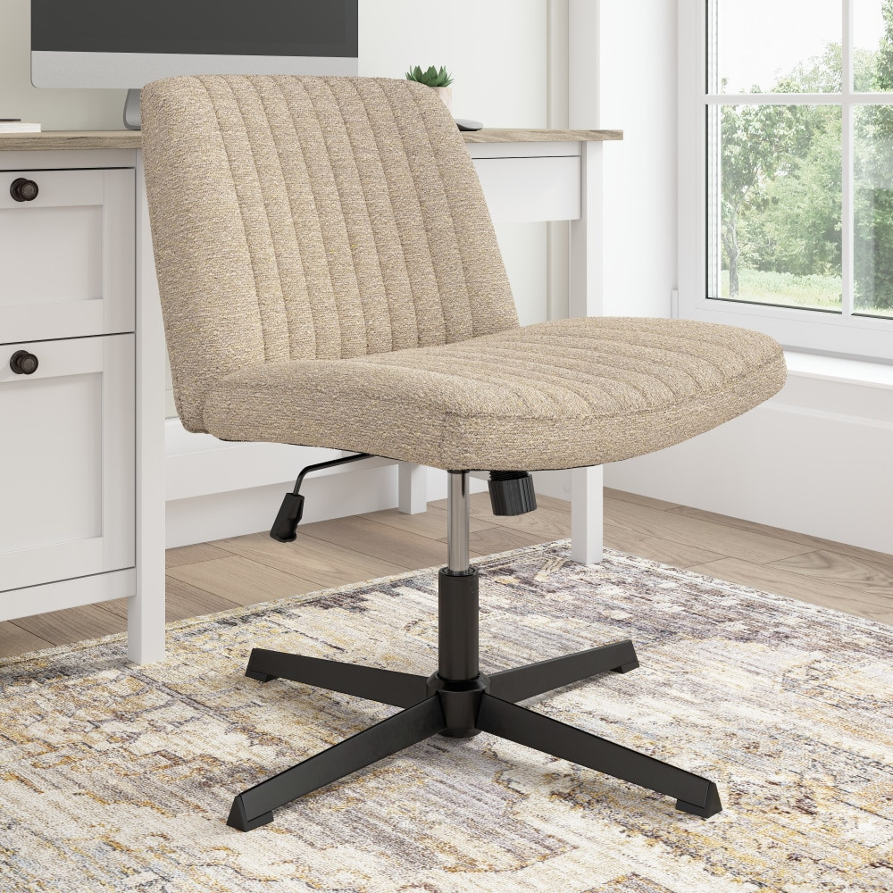 BUSH INDUSTRIES INC. CH4201CBF-03 Bush Furniture Sutton Ergonomic Fabric Armless Mid Back Computer Chair Without Wheels, Cool Beige Fabric, Standard Delivery