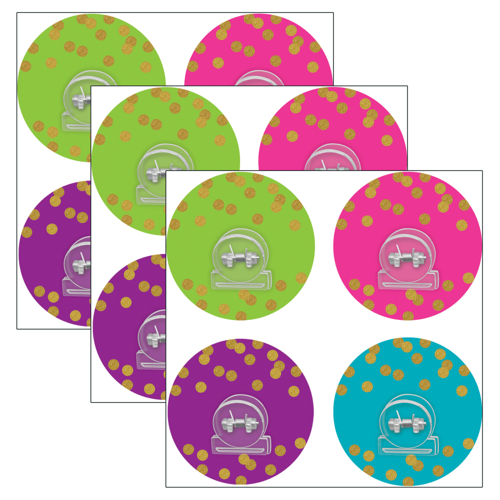 EDUCATORS RESOURCE TCR77374-3 Teacher Created Resources Clingy Thingies Clips, Confetti, 4 Per Pack, Set Of 3 Packs