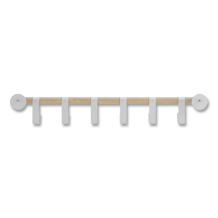SAFCO PRODUCTS 4264WH Resi Coat Wall Rack, 6 Hook, 36.25w x 4.25d x 6h, White